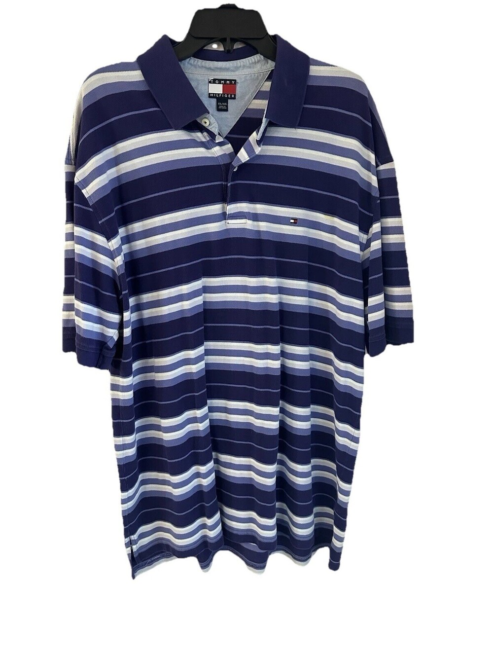 Vintage Tommy Hilfiger Purple & White Striped Shirt XL 100%Cotton Good Condition